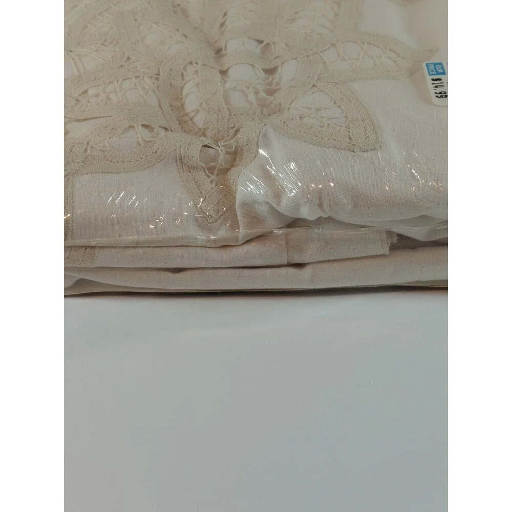 Coventry Manor Twin Comforter Cover 100% Cotton Cream Lace Button Closure 68x86